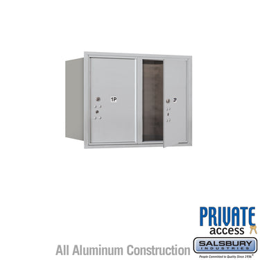 6 Door High Recessed Mounted 4C Horizontal Parcel Locker with 2 Parcel Lockers in Aluminum with Private Access - Front Loading